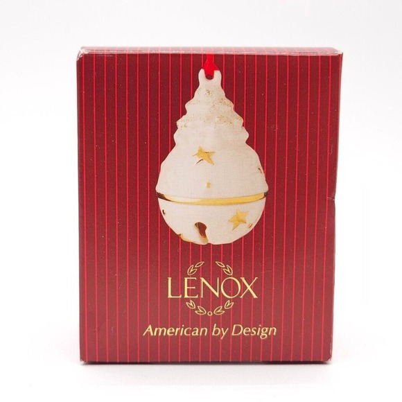 Lenox Just Jingles Tree Bell Christmas Holiday Small Ornament White Gold - Picture 1 of 6